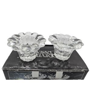 Candle Stick Holders Forever Crystal Clear Cut Glass Set Of 2 FREE SHIPPING